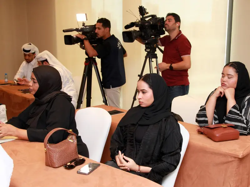 Broadcast crews covering the conference, 2024.